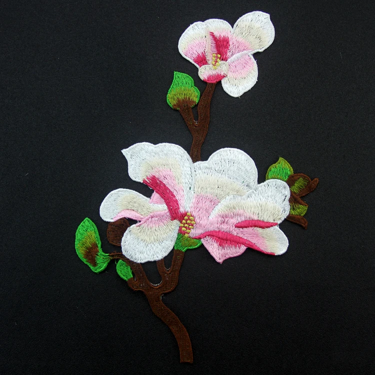 Plum blossom flowers series Embroidery Patches for Clothing backpack woven patch Decorative Applique heat press Patches badge