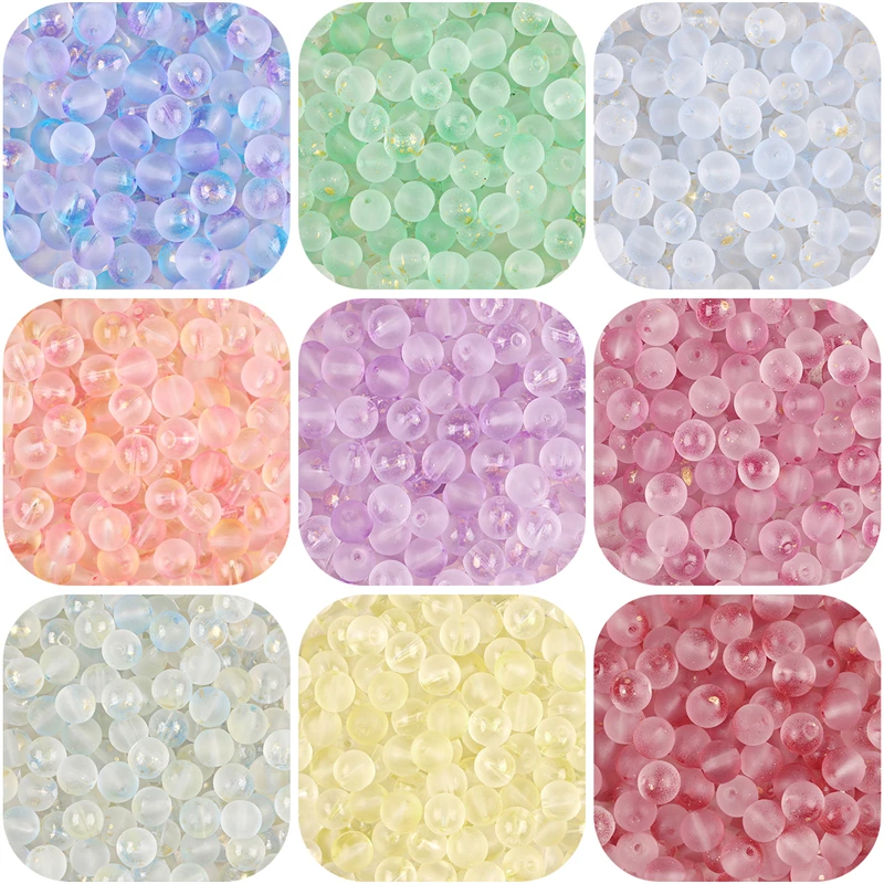 BBD227 Glass Bead Transparent Frosted Gold Powder Bicolor Beads Accessories Jewelry For Diy Bracelet Necklace Making Supplies