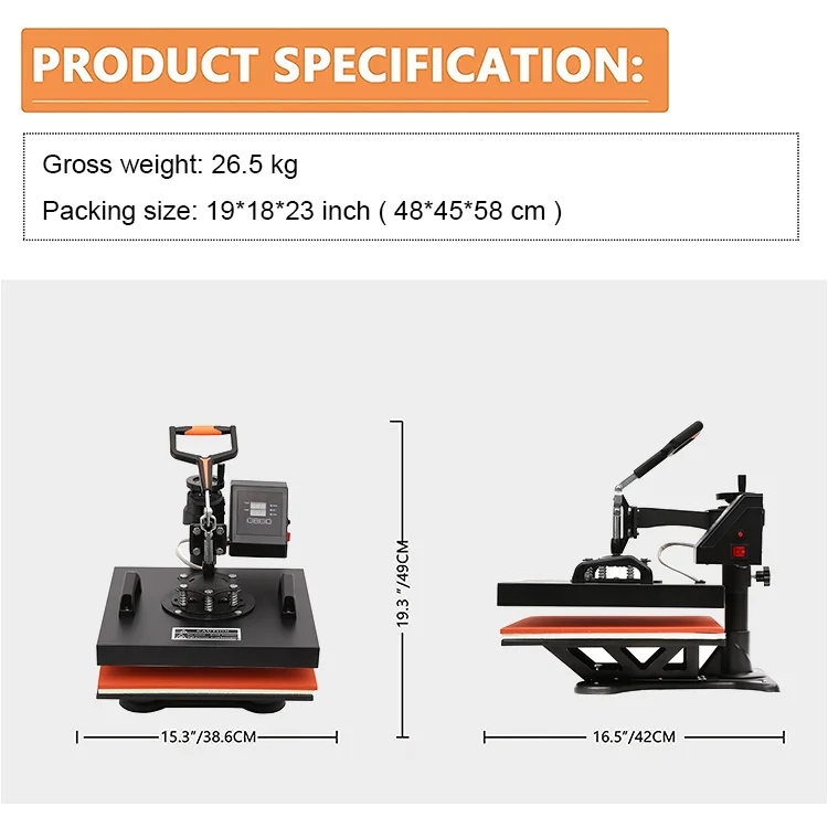 Double Display Advanced New 8 In 1 Combo Heat Transfer Machine Sublimation Heat Press Machine For Mug/Hat/Tshirt/Slate Rock/MDF