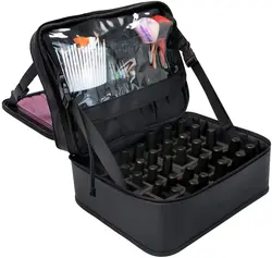 Relavel Nail Polish Organizer Holds 56 Bottles Vanity Bag Led Nail Lamp Case Nail Polish Storage Bag for Manicure Set