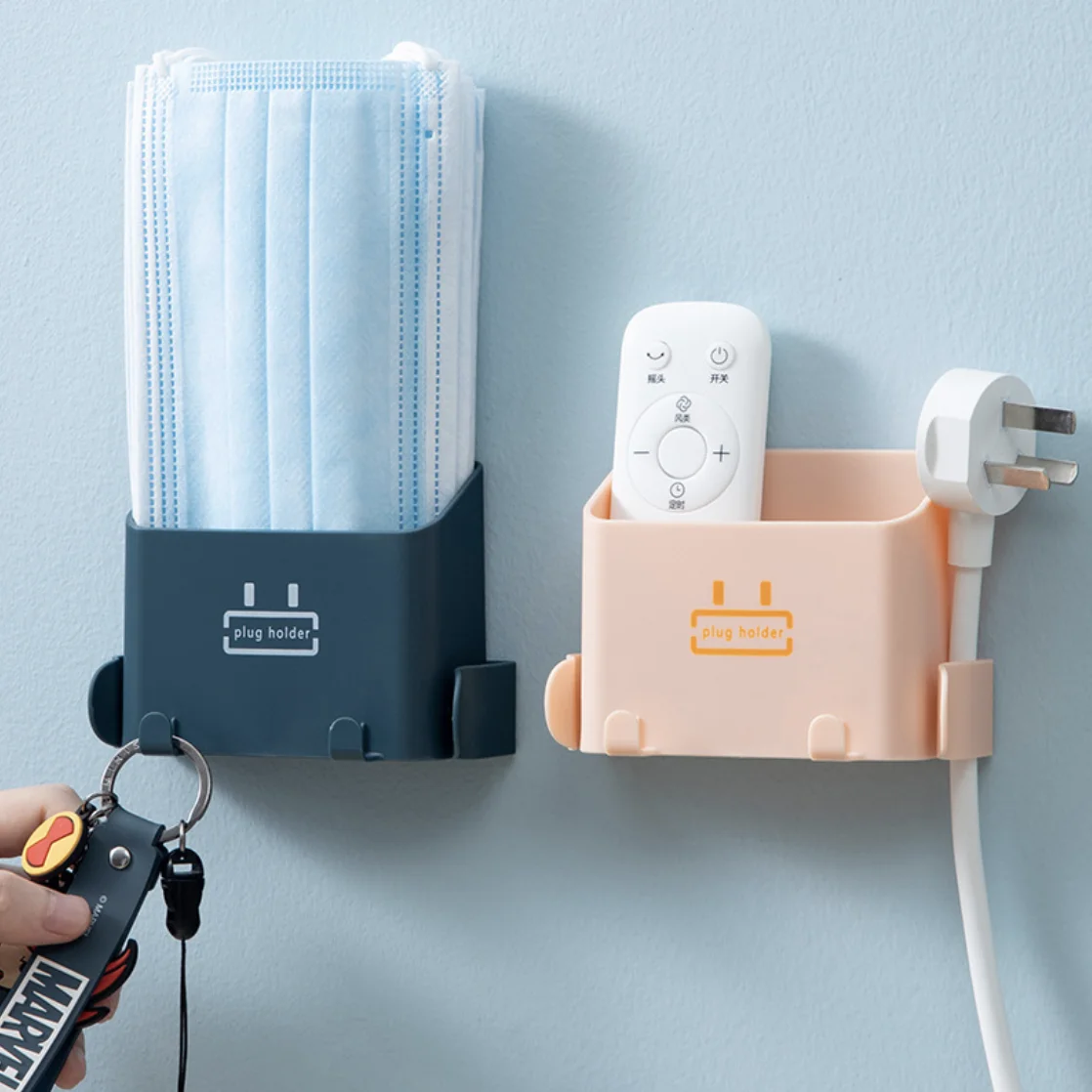 Wall Fixed Mount Holder Mobile Phone Charging Stand Lazy Hanging Wall Charger Storage Box Multifunction Holder