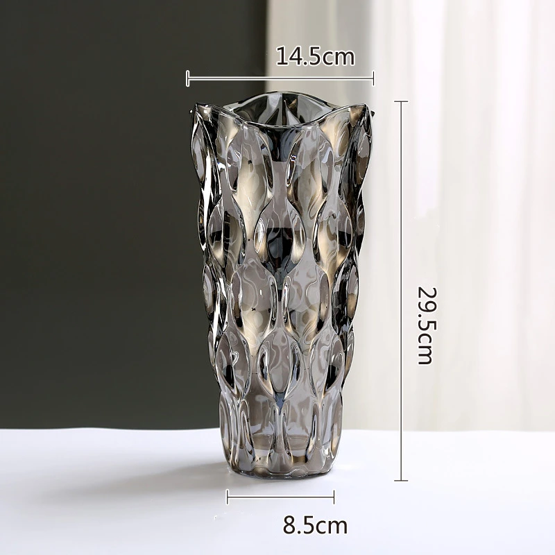 Factory Supply Home Decoration Modern Multi Colored Flower Vase Diamond Shaped Clear Glass Vase