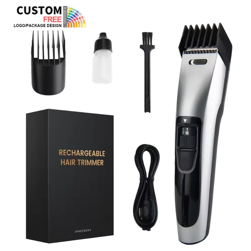 PRITECH 600mah battery 90mins-working rechargeable beard trimmer cordless hair clipper for men