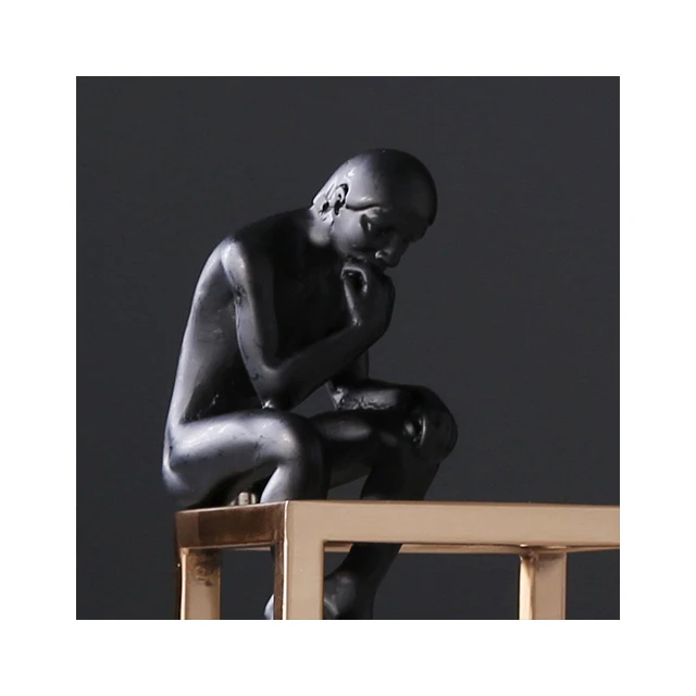 Thinking Man Resin Sculpture Home Decoration Metal Art Decor Abstract Human Sculpture