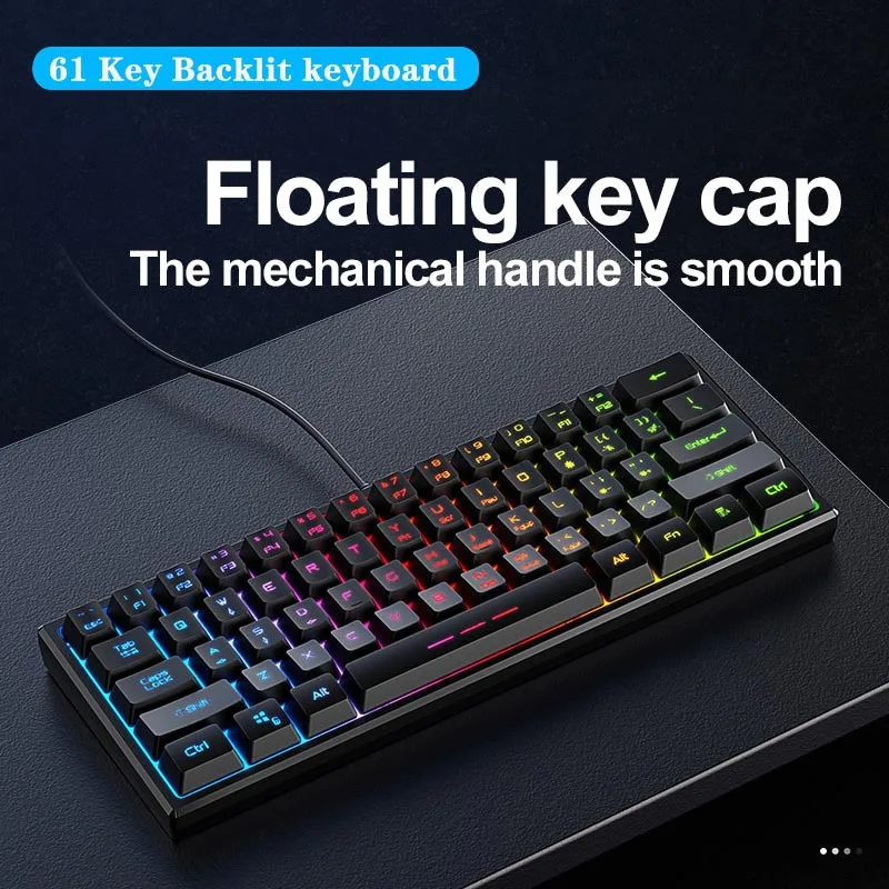 Проводной 61-ключ мембранная клавиатура Беспроводная игровая RGB Световой настольный компьютер портативный Механическая игровая клавиатура