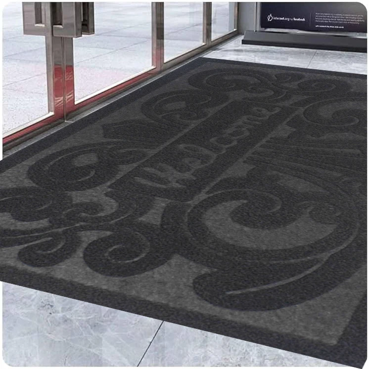 Indoor/Outdoor Entrance Floor Mat with Non-Slip Rubber Backing, Fabric Border, Stain Resistant and Quick Drying