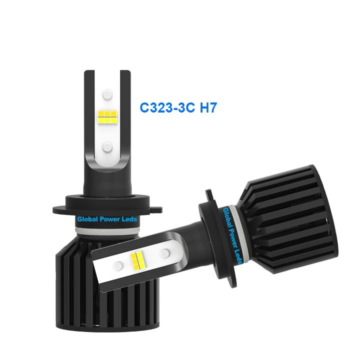 
globalpowerleds 2021 new h7 led 3 colors auto led headlight 3000K 4300K 6000K motorcycle led h4 headlight 