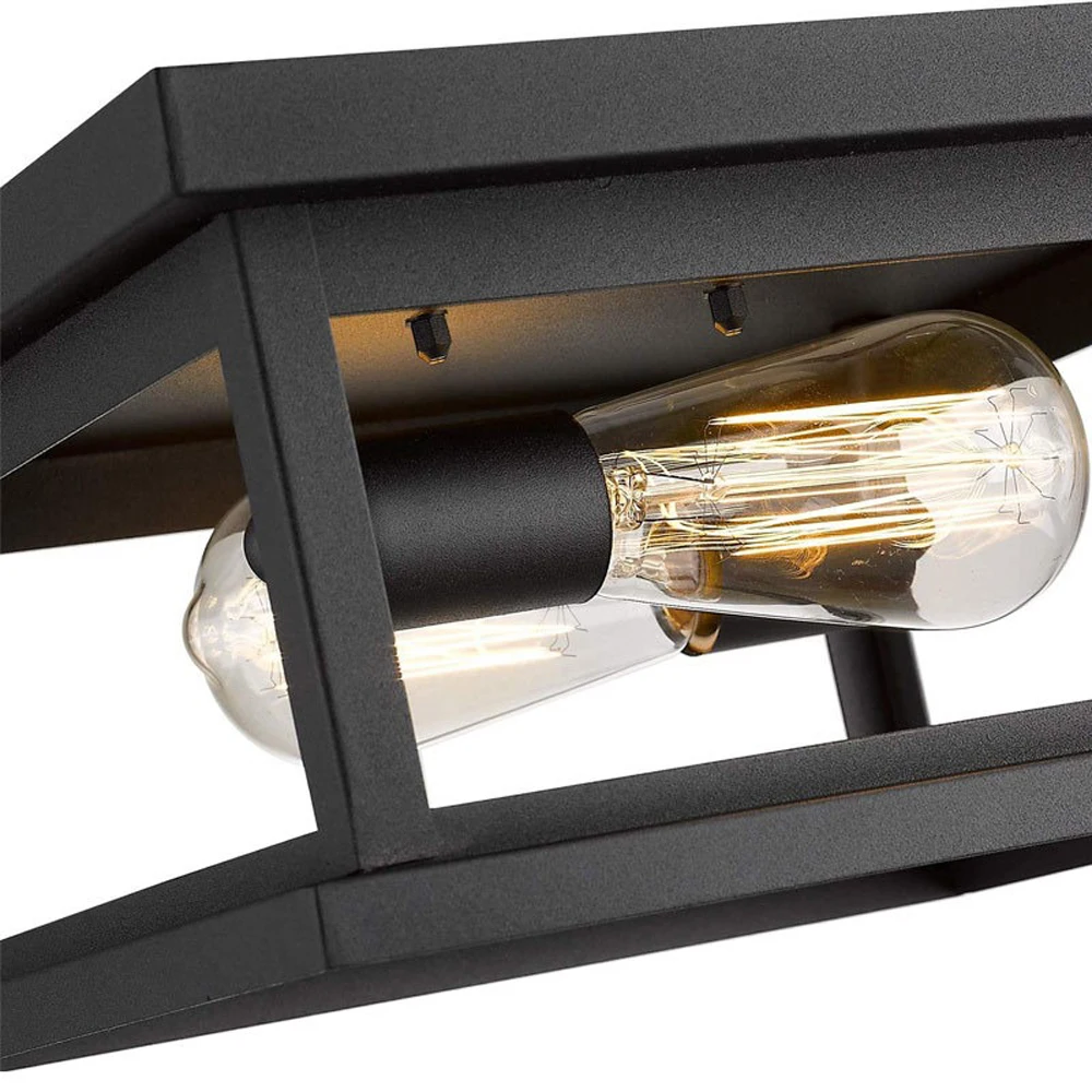 Modern Crystal Design Matt Black 2-Light Square Ceiling Lamp Flush Mount Indoor Home Lighting for Living Room