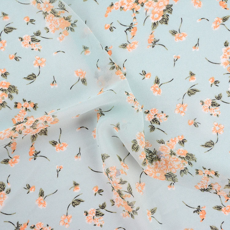 Moss Crepe Chiffon Printed Fabric 100%Polyester Chiffon Fabric For Cloth