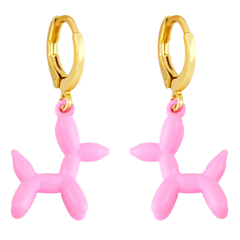 New Arrival Fashion Balloon Dogs Earrings Jewelry Brass Hoop Enamel Balloon Dog Earrings