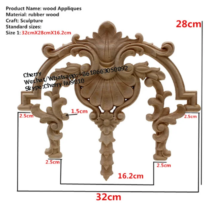 
Decorative CNC Wood Carving Rosette Onlays And Applique 