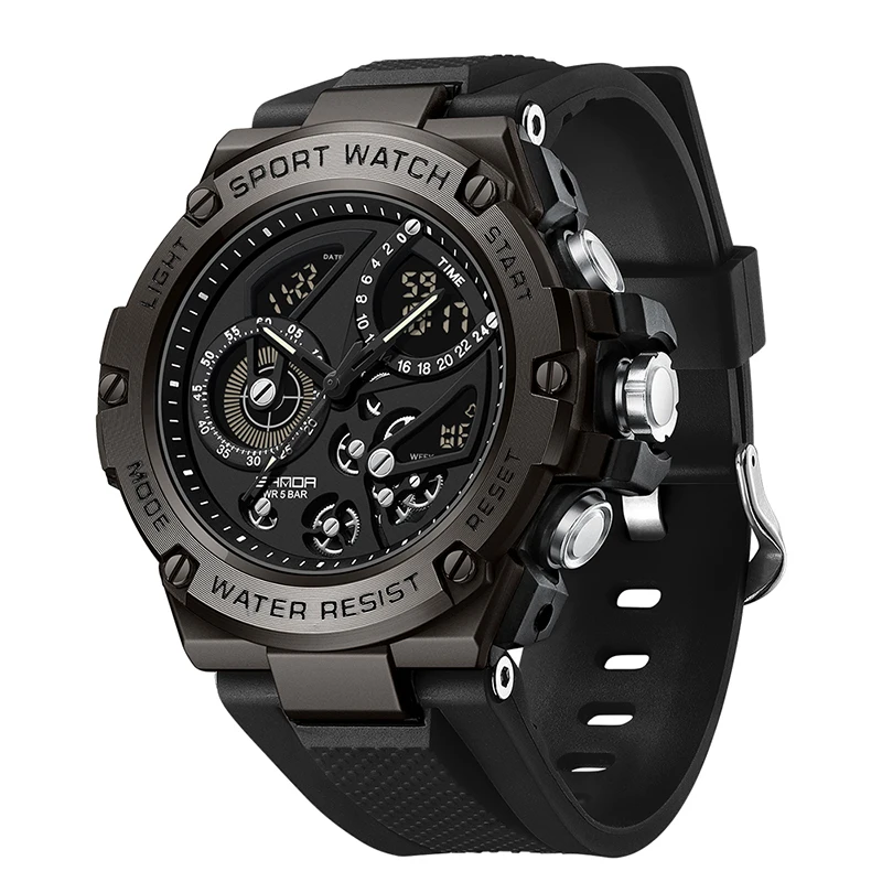 SANDA Top Brand Digital Watches Mens 50m Waterproof Wristwatches Quartz Electronic Alarm Clock Sport Shockproof 9028