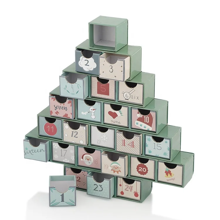 Custom logo printing 24 days beauty makeup empty cosmetic advent calendar for christmas gift box