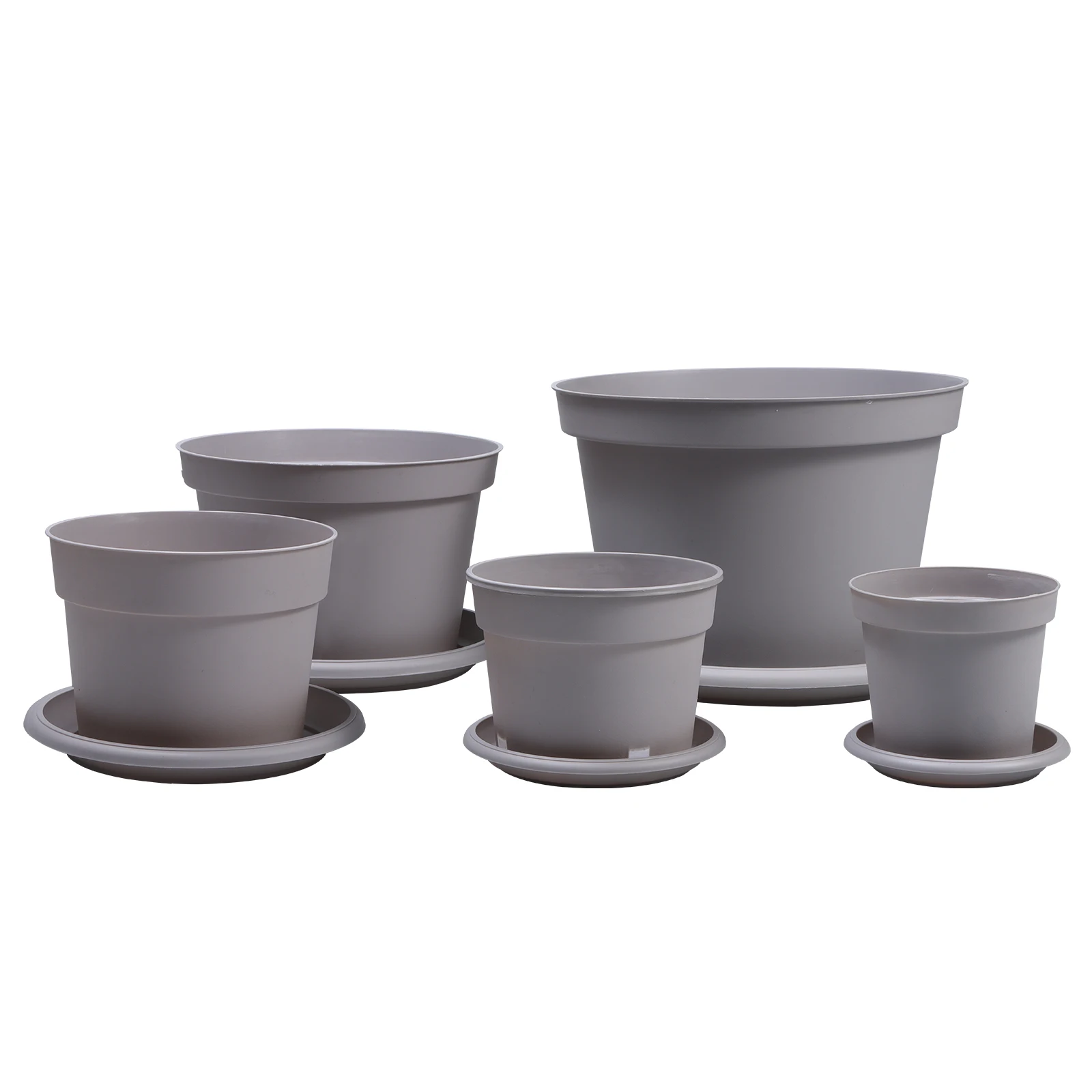 Modern Glazed White & Grey Plastic Flower Pot with Tray Small/Medium for Nursery Plants Succulents Root Control Design Floor Use