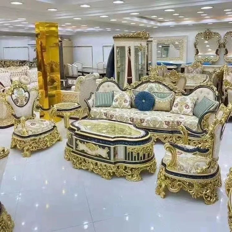 Classical luxury living room turkish sofa set Factory supply antique turkish carving sofa furniture