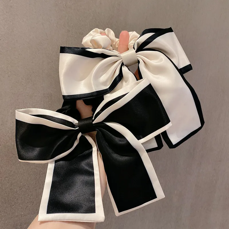 Ins Simple Bow Ribbon Hair Scrunchies Women Large Elastic Hair Ties Women Fashion Ponytail Hair Accessories For Girls