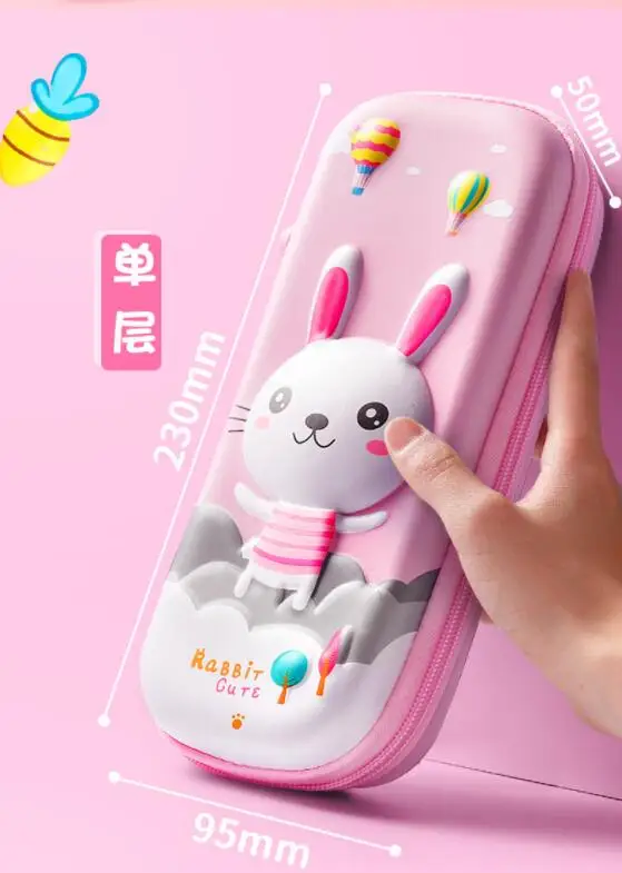 Wholesale 3D EVA Multifunctional Double Layer Stationery Pencil Pouch