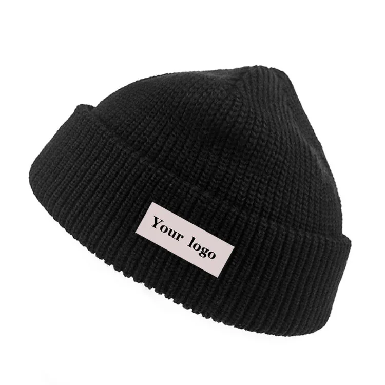 Soft Ribbed Beanie Knit Ski Cap Skull Hat Warm Short Winter Cuff Blank Fisherman Beanie Winter Hats