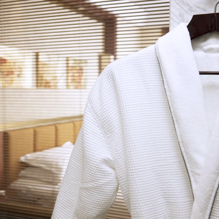 
Luxury 5 Star Hotel Turkish Cotton Waffle Weave Bathrobe With Terry Toweling Inner 