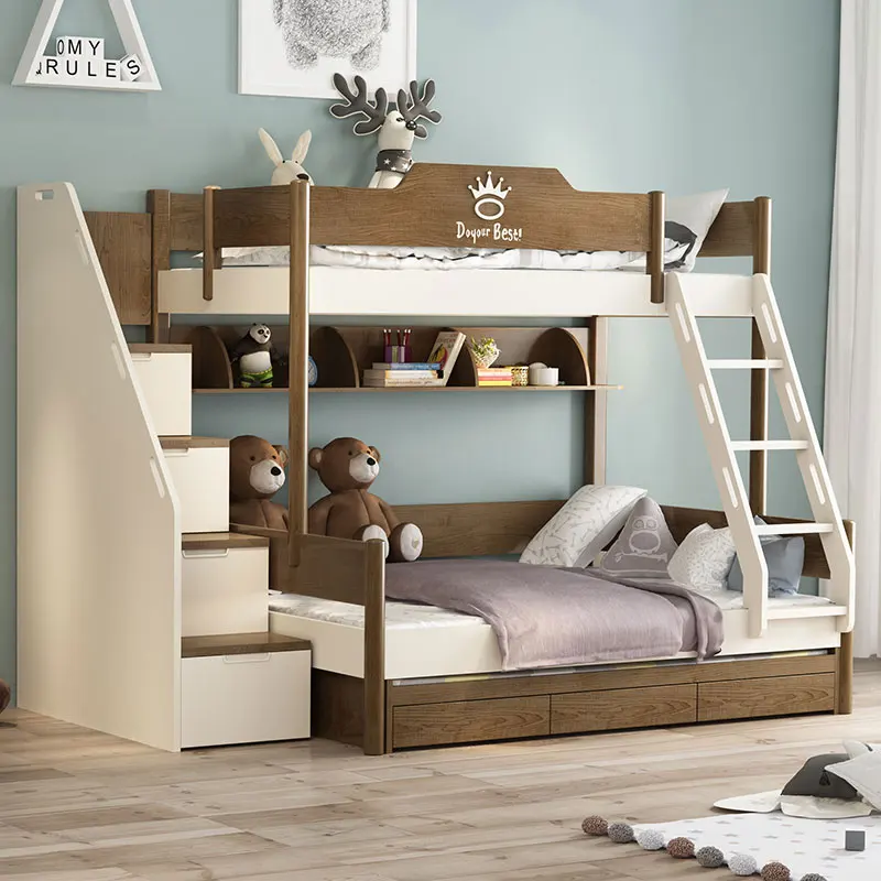 Лидер продаж, домашняя мебель, детская комбинированная кровать из экологически чистого материала, двухъярусная кровать с функцией хранения