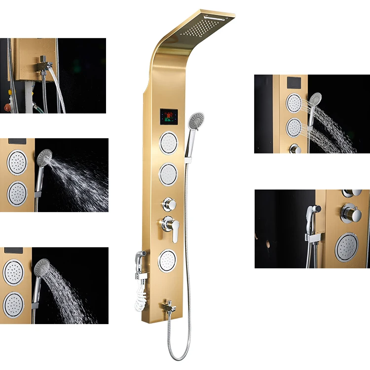 
Hot Sale 304 Stainless Steel Column Rainfall Towers Smart Wall Panel Shower Panel 