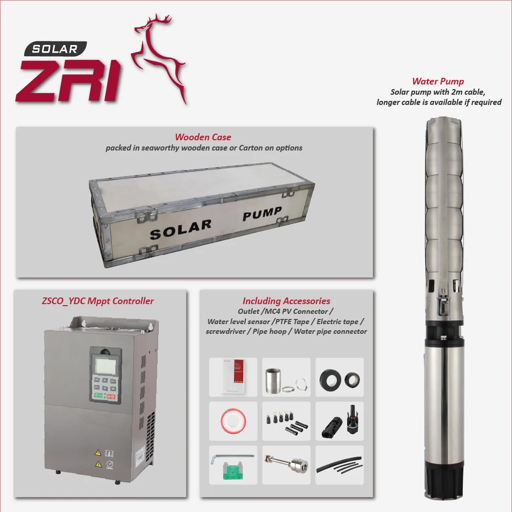 ZRI 8 inch 8SP95 2.5 hp Solar Water Pump DC Solar Submersible DC Water Pump Submersible Pump
