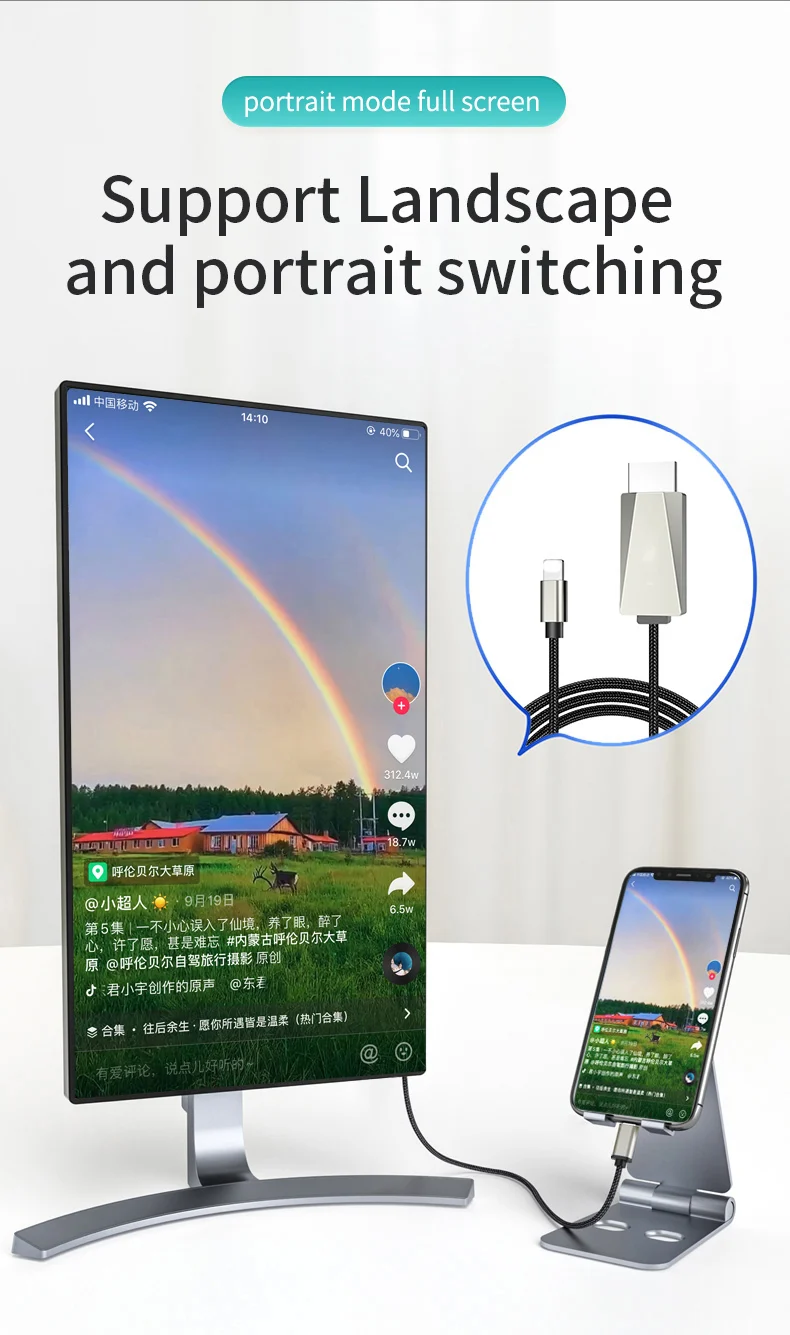 2m Light ning To HDMI Cable Adapter TV 1080P HD Digital AV otg adapter Converter for iPhone ipad Same Screen