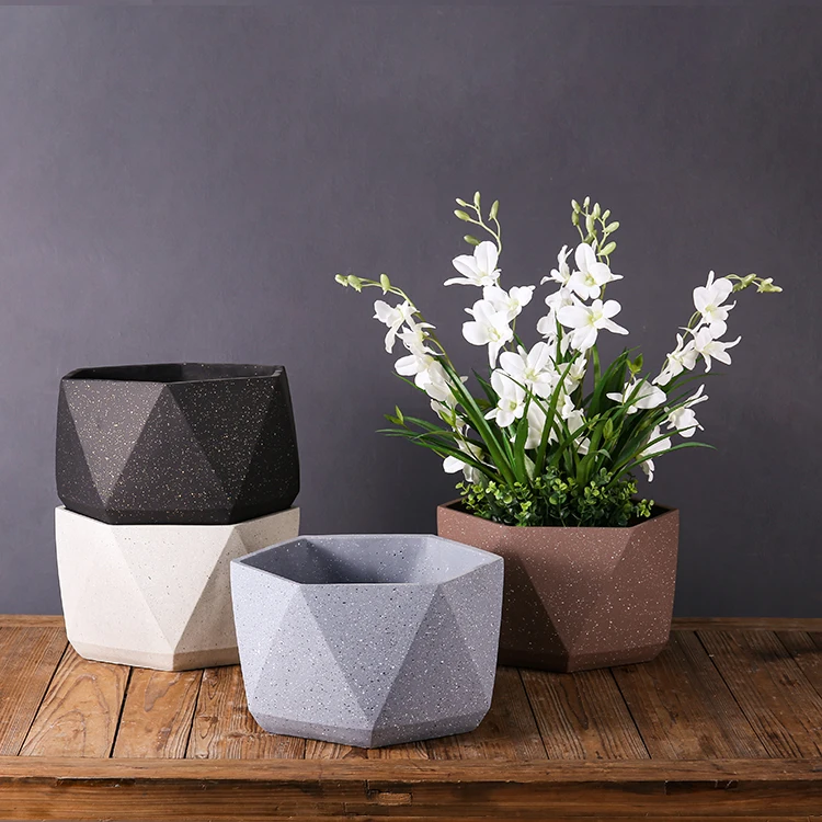 Classic modern design speckled irregular bonsai pot geometry flower plant pot