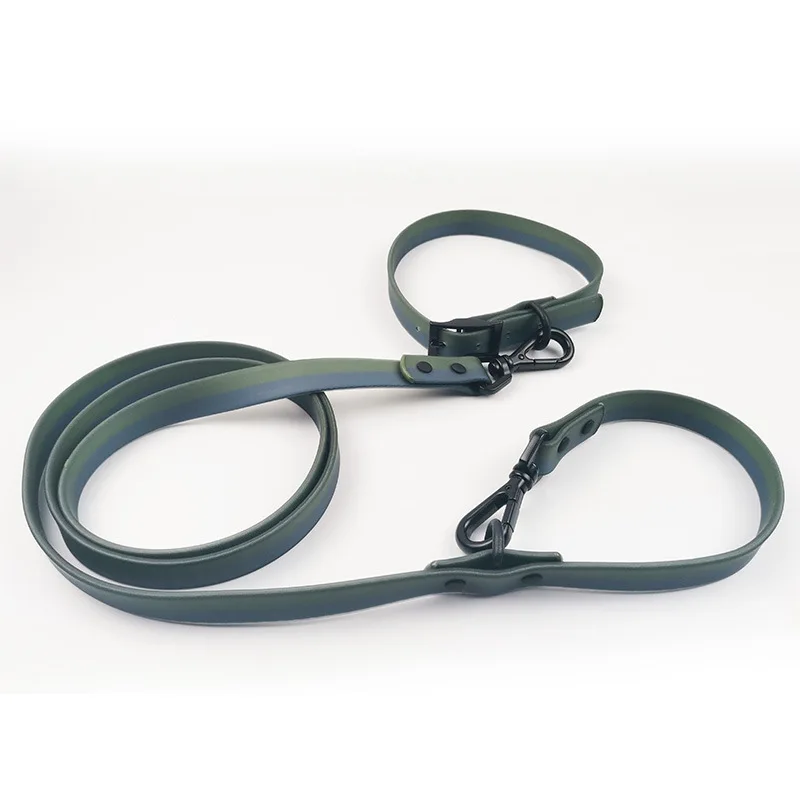 Personalized TPU Rubber Waterproof Dog Leashes Luxury Heavy Duty Training Dog Collar Dog Harness and Leash