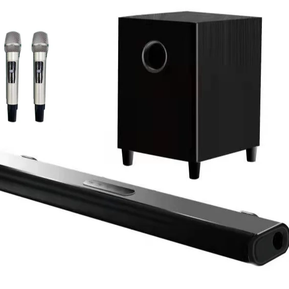 2.1 channels BT karaok sound bar speaker  with dual microphones with wireless subwoofer