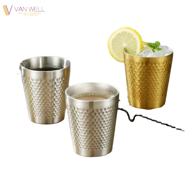 Hot Sale Party Club Hammered Double Wall Vacuum Tumbler Juice Cup Reusable 304 Stainless Steel Beer Cup Reusable