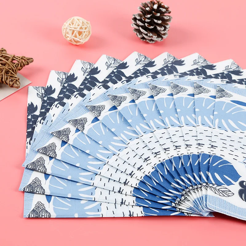 Custom Color Printed Folding Napkins Hotel Cafe Party Wedding Decoration Square Tissue Napkins