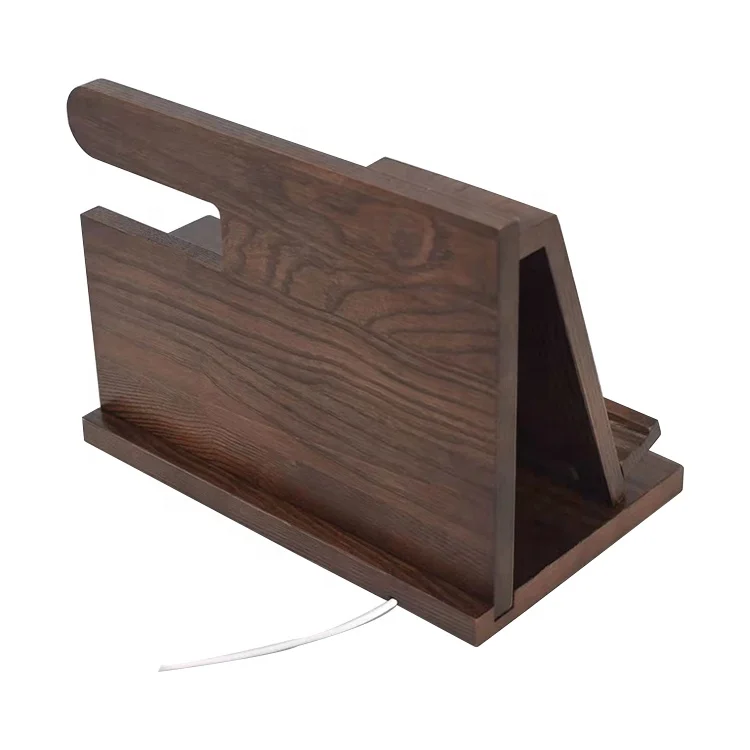 K&B Key Holder Wallet Watch Stand Wood Phone Docking Station Nightstand Shelf Night Stand Organizer For Men Gift