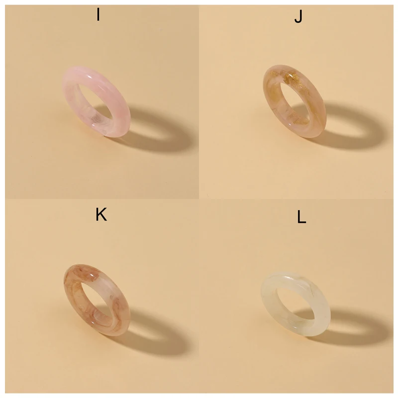 French Retro Minimalist Stackable colorful acrylic resin rings for woman acetate jewelry factory wholesales custom accessories