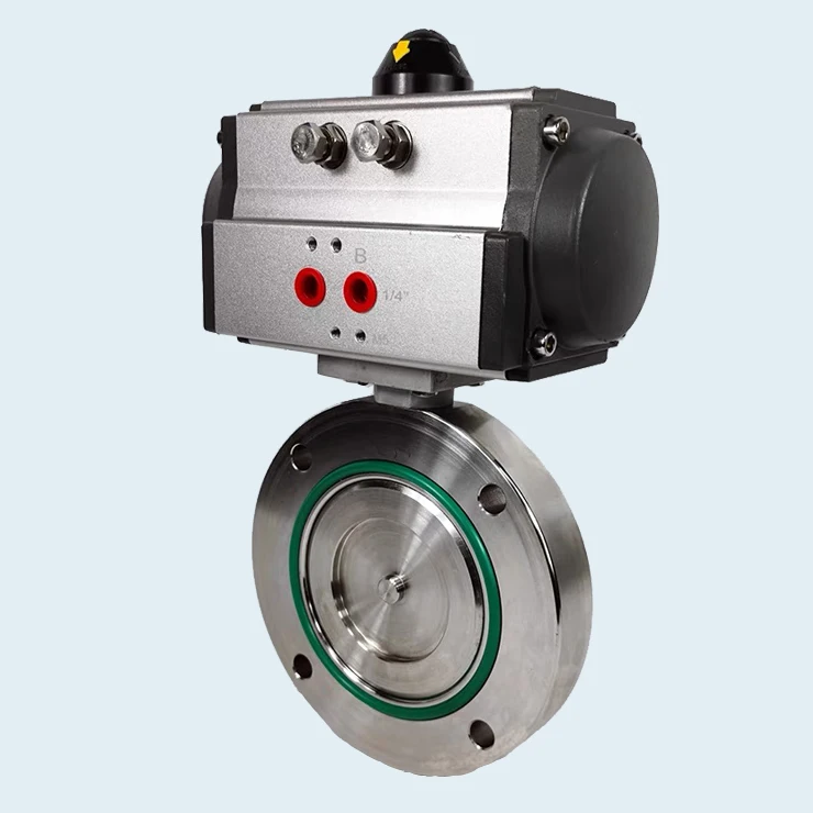 Pn16 Dn300 12 Inch Single Flange Double Flange Aluminum Alloy Polyurethane Ss304 Pneumatic Actuated Powder Dust Butterfly Valve