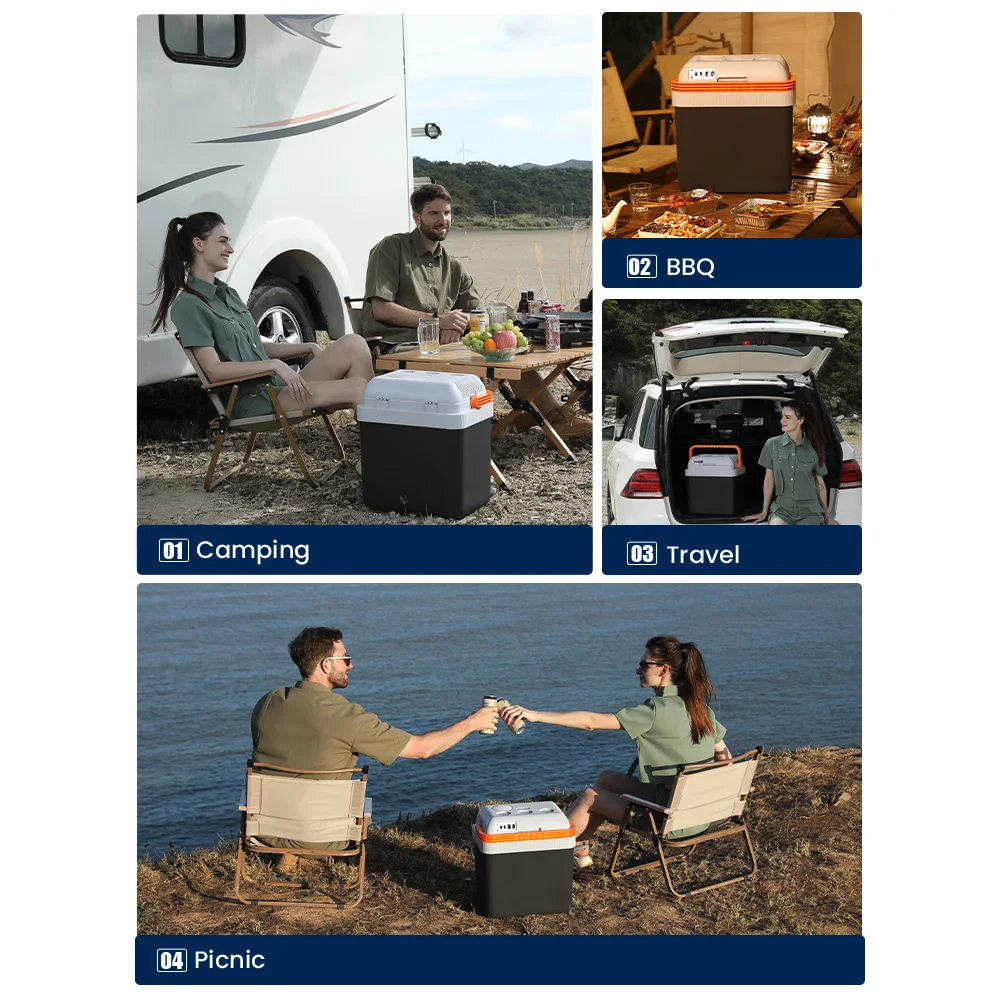 24l Car Fridge Low Noise 12v Ac Dc Camping Electric Cooler Box Electric Cooler Warmer With Handle