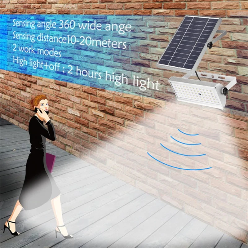 Суперъяркий водонепроницаемый Светодиодный Уличный настенный светильник на солнечной батарее 12 Вт с радар-датчиком и дистанционным управлением, наружное освещение IP65 ROHS CE FCC