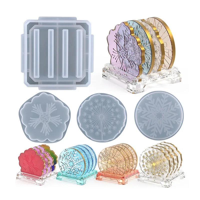 DIY Crafts Silicone Cherry Flower Coaster Resin Casting Molds Kit Cup Mat Coaster Epoxy Mould