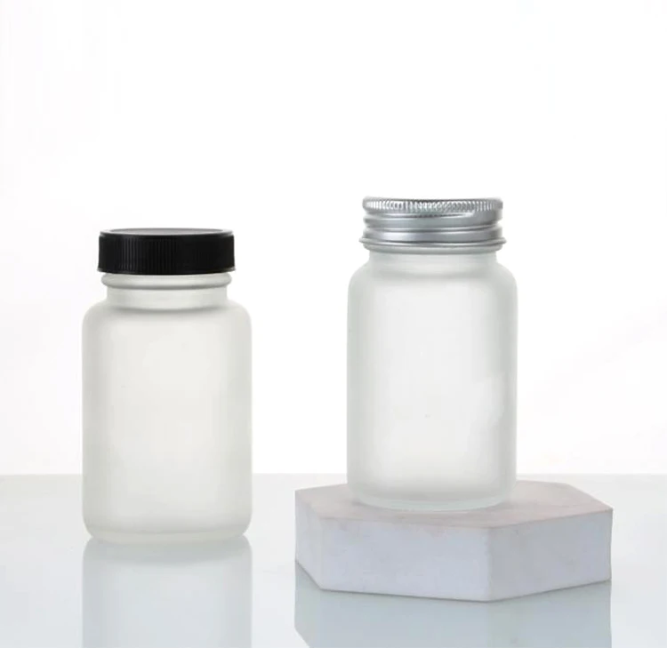 100ml 150ml Glass Clear Frosted Child Resistant Jar For Gummy Candy Vitamin Supplement Capsule Pills Bottle