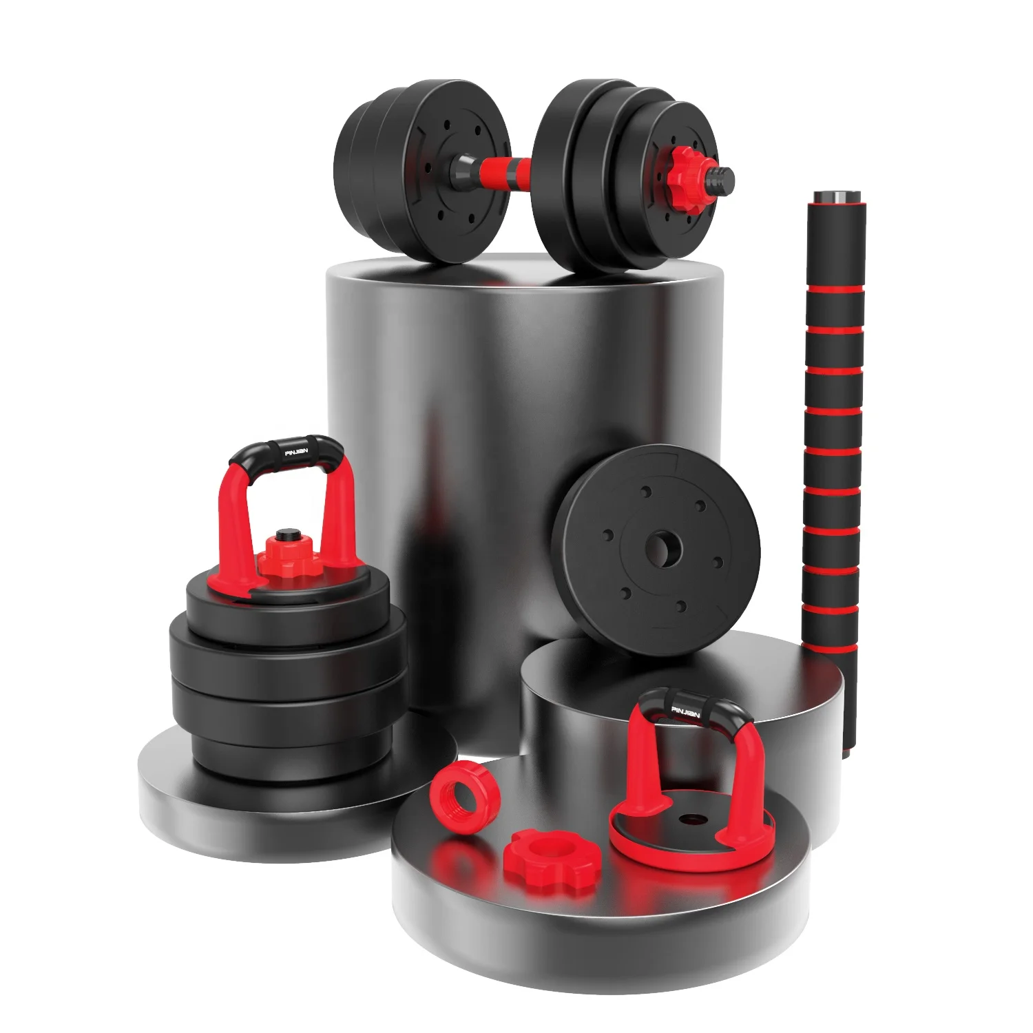 Fitness cement 4 in 1 dumbbell set 10-40kg weight lifting cast gym set barbell kettlebell adjustable dumbbell 20kg