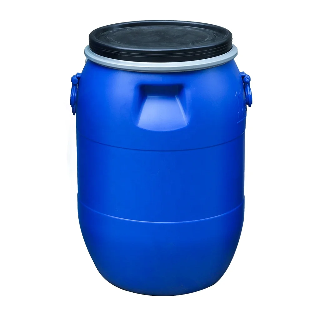  Синий пластиковый барабан HDPE 50 л с железным кольцом для химических