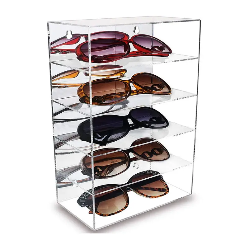 Wall mount acrylic glasses display box cabinet rack Wall-mounted glasses display case for retail optical shop
