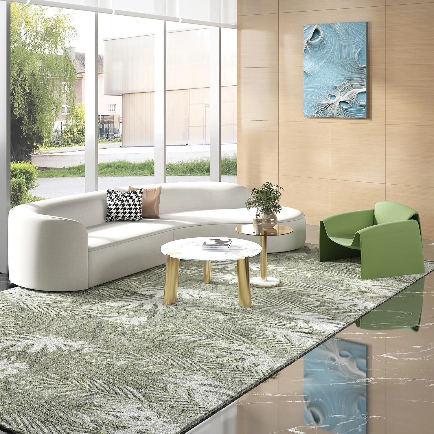 Italian Light Design Models Curved Large Corner Round Villa Living Room Cream Wind Shaped Luxury Sofa