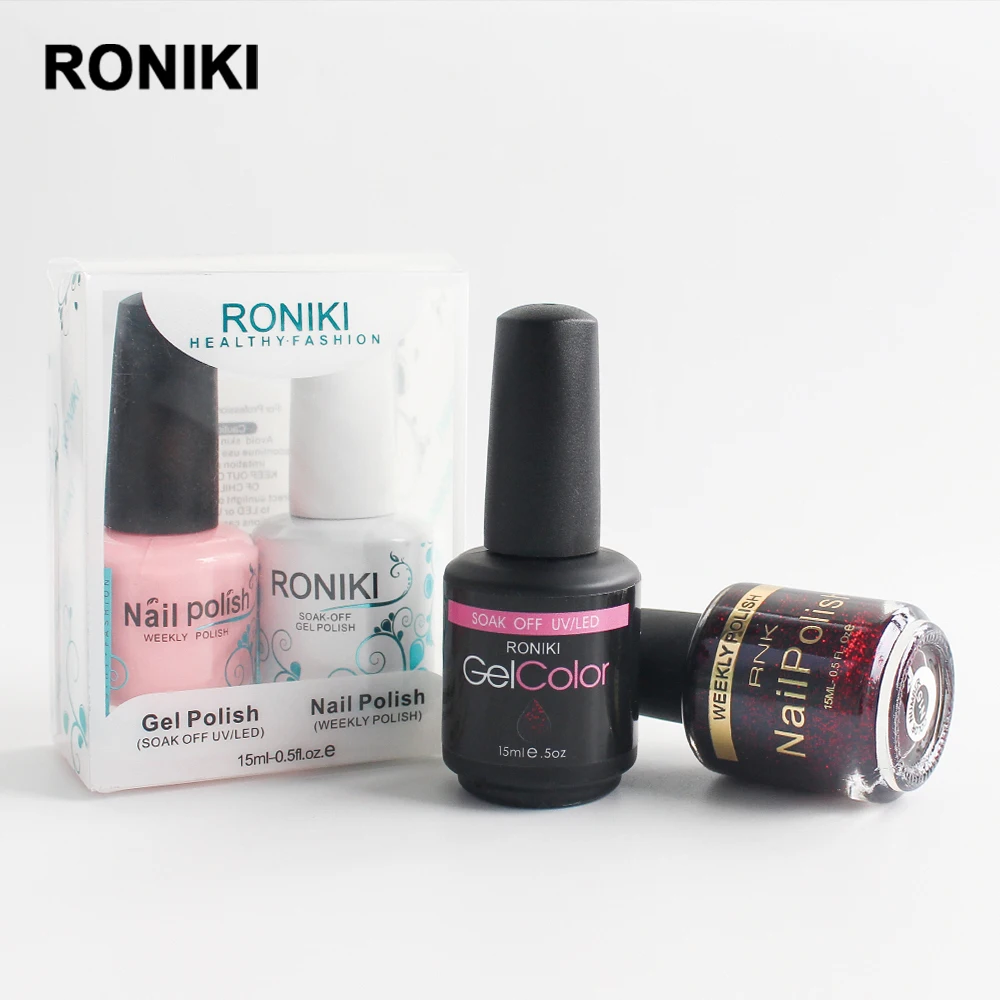 RONIKI Wholesale Custom Matching Color Nail Products Soak Off Gel Polish Set UV Gel UV/LED Lamp Available Easily Soak 15ml/10ml