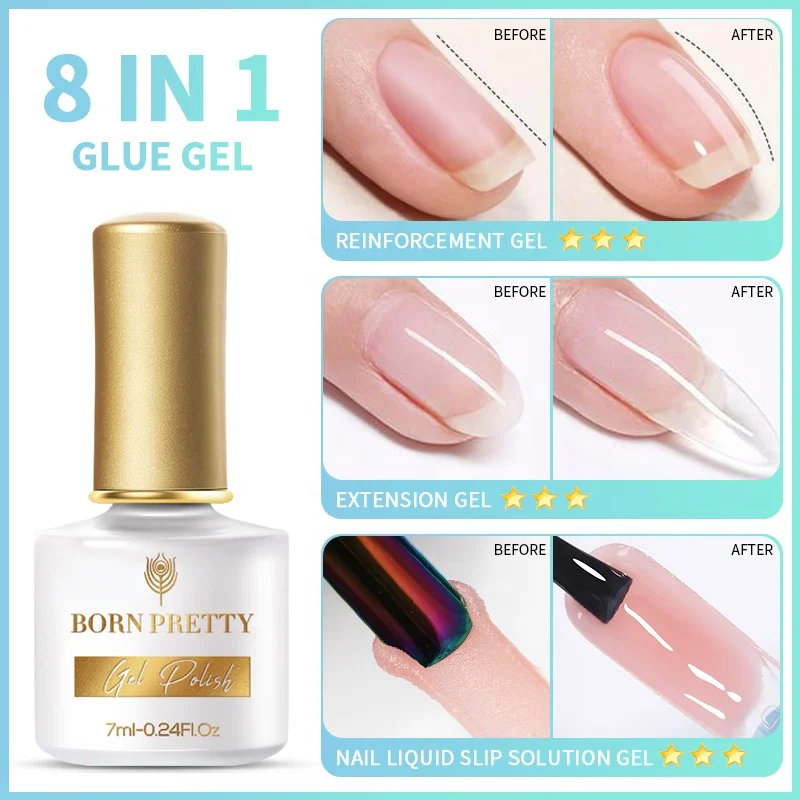 Новейший многофункциональный Гель-лак BORN PRETTY 8 в 1 супер-скрепляющий УФ-клей для ногтей смешивания цветов наращивания