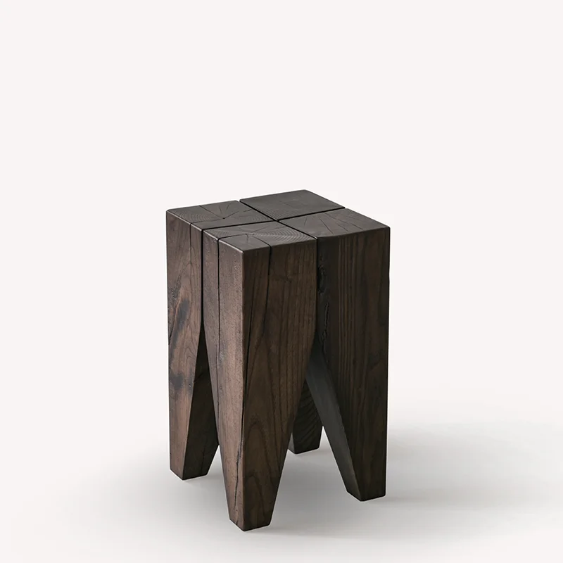 Solid wood pier natural cracking wood creative tea table low stool tree pier home stay quiet wind decorative wooden Dun