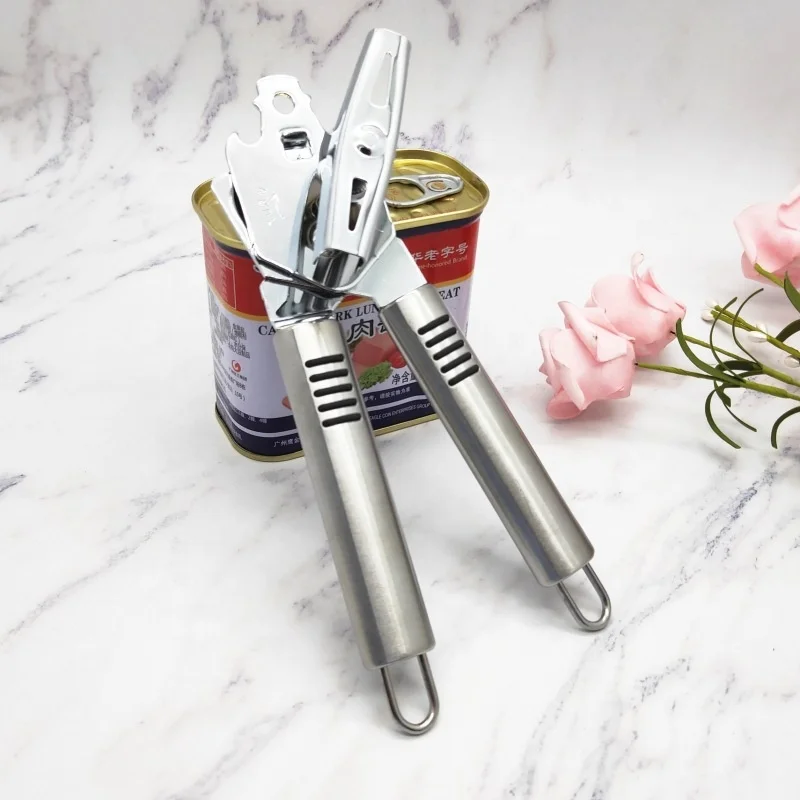 Easy to Use Versatile Lightweight Can Tin Best Manual 3-in-1 Can Opener with Stainless Steel Tube Handle Smooth Edge Can Opener