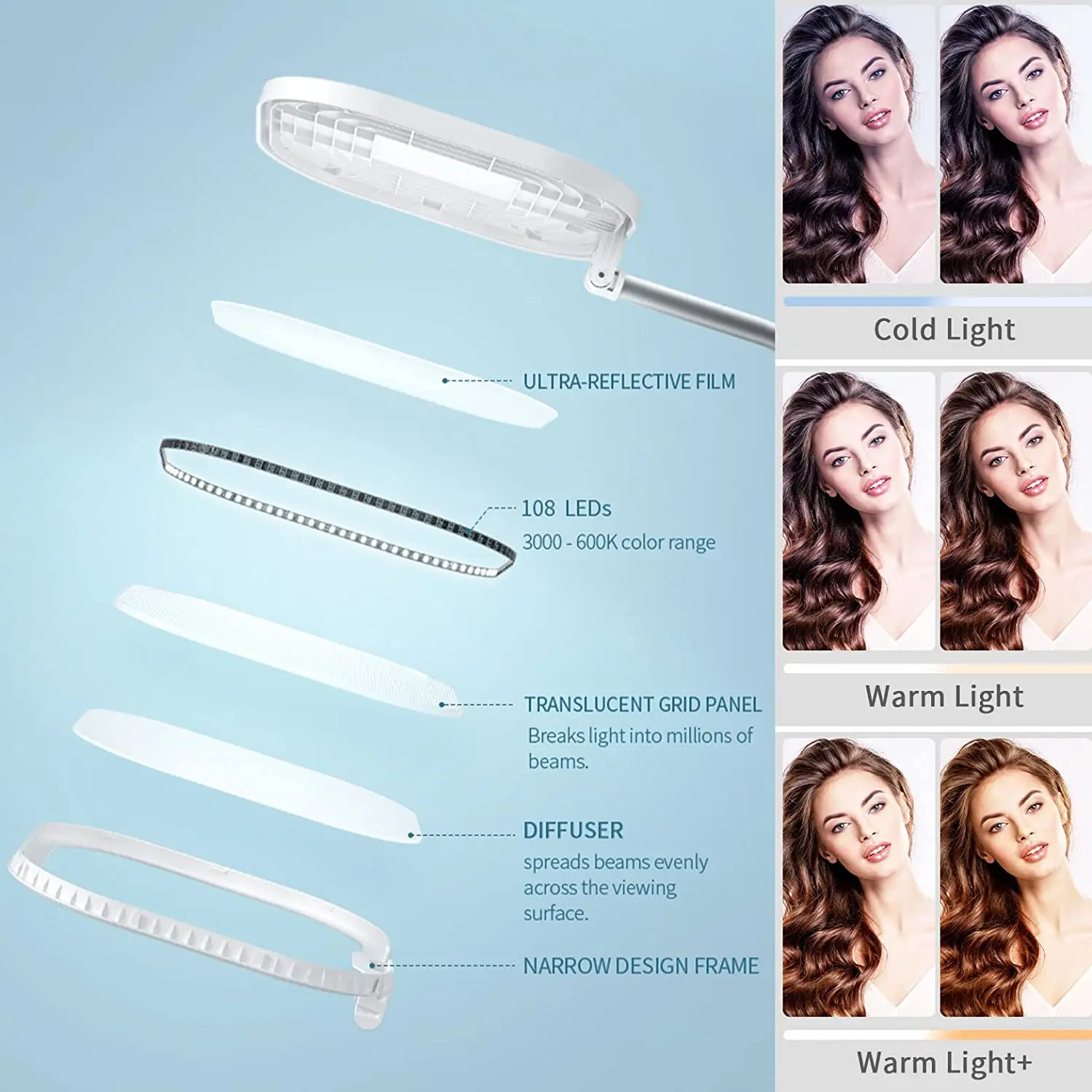 Wireless Dimmable Led Selfie Fill Light Phone Holder Stand Video Led Lamp Foldable Remote Control For Tiktok Youtube Live V8