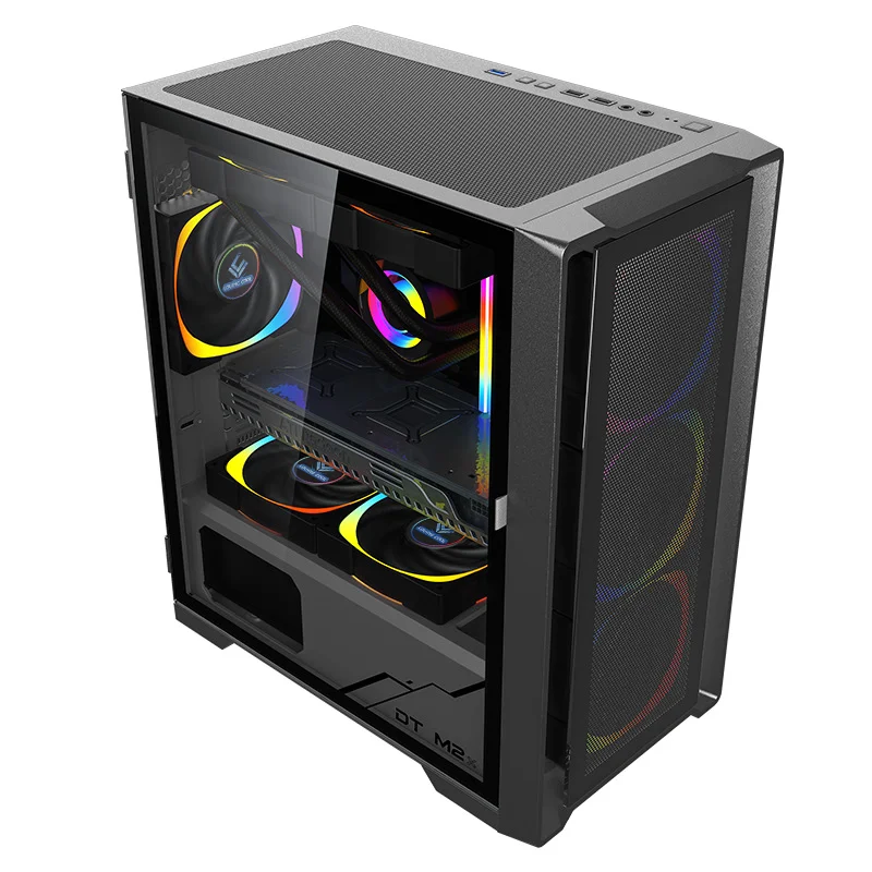 M-ATX Gaming Cabinet Computer Case For Desktop With RGB Fans Transparent Glass Window Panel USB3.0 High Cooling Performance