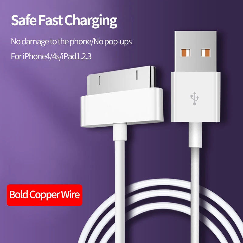 High Quality 2A Fast Charging Cable 30 Pin Interface For 4 4s 3 1 2 3 Touch Nano Series 1m 1.5m Cable Data Cord
